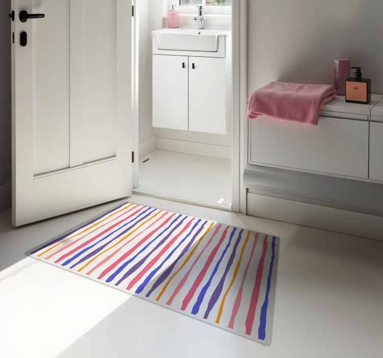 Colourful wide stripes bathroom mat - TenStickers