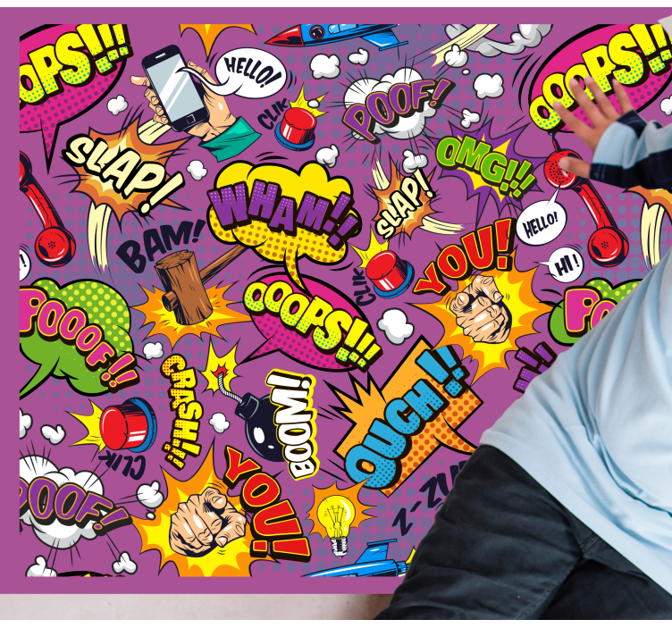 Comic dialogue bubbles teenage bedroom rug - TenStickers