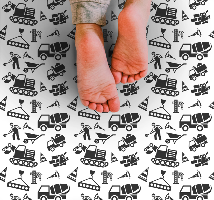 Construction Vehicles Play game rug - TenStickers