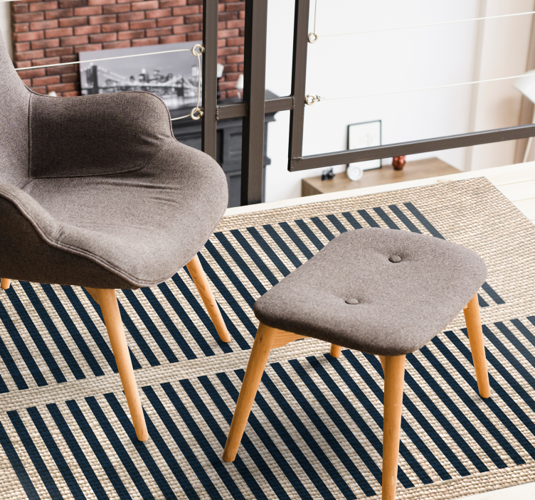 Beige striped pattern living room rug - TenStickers