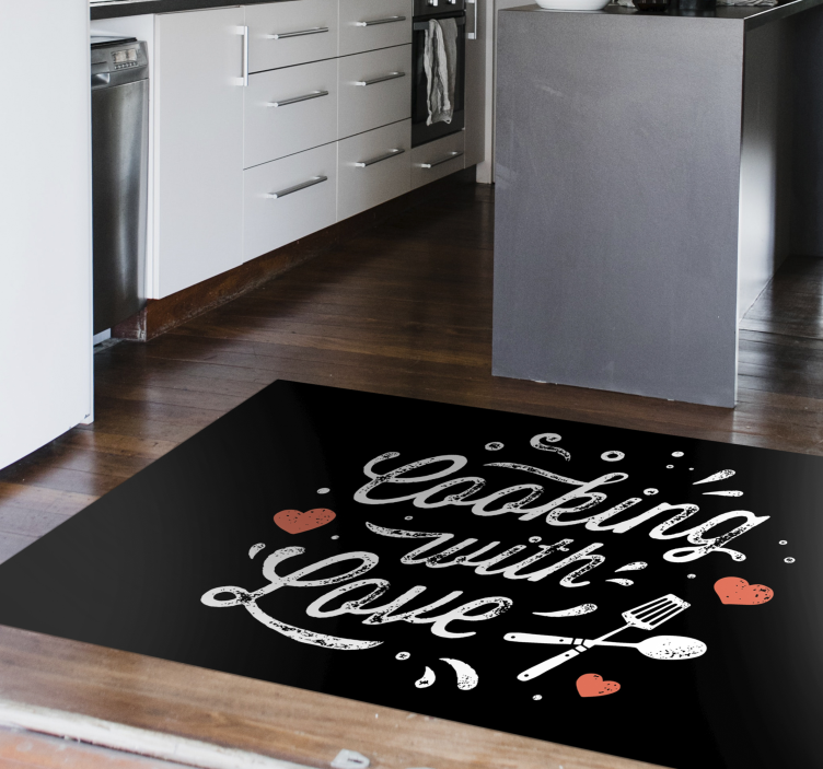 Cooking Love Affair quote rug - TenStickers