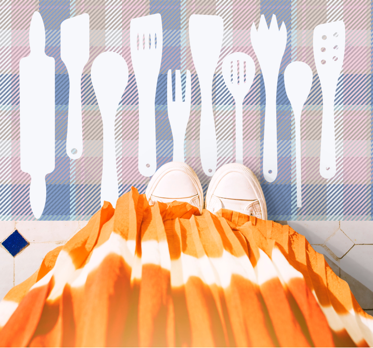 Cooking Utensil Silhouettes kitchen mat - TenStickers