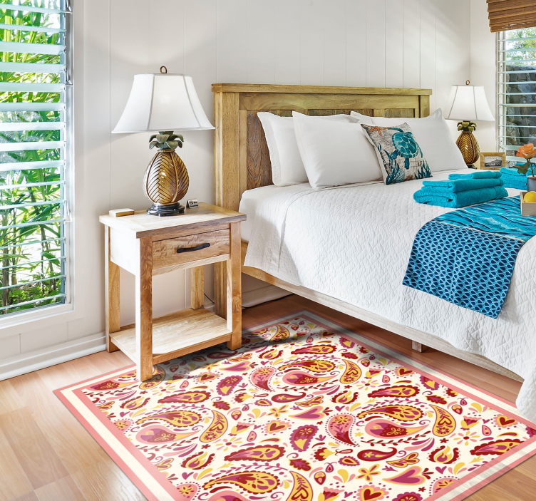 cool floral shapes floral vinyl rug - TenStickers