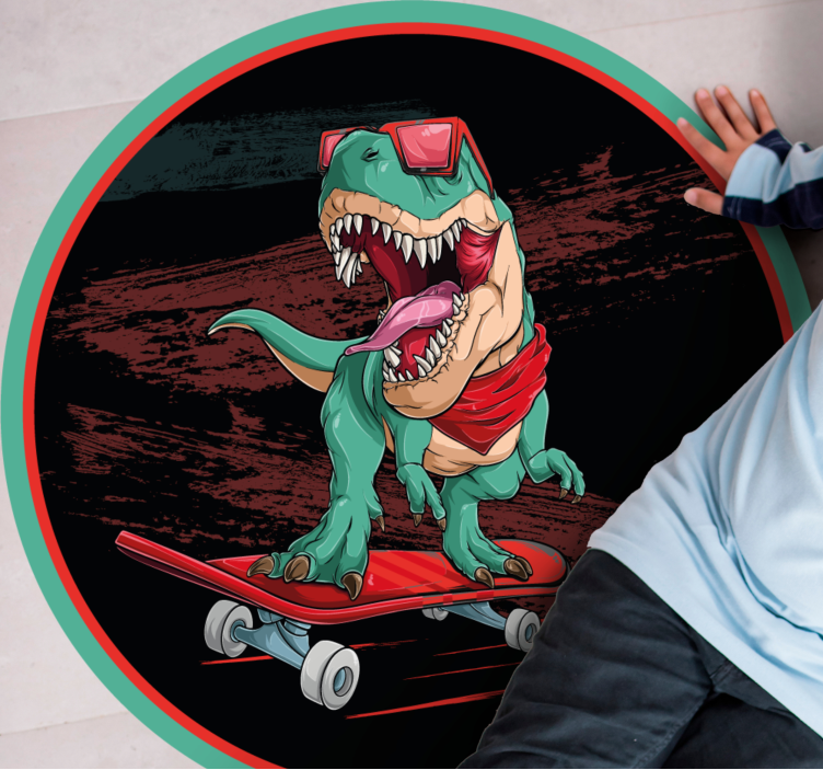 Cool Skateboarding Dinosaur teenage bedroom rug - TenStickers