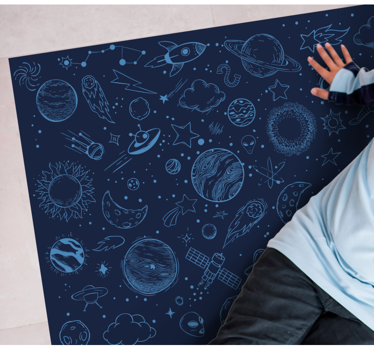 Blue cosmic adventure star rug - TenStickers