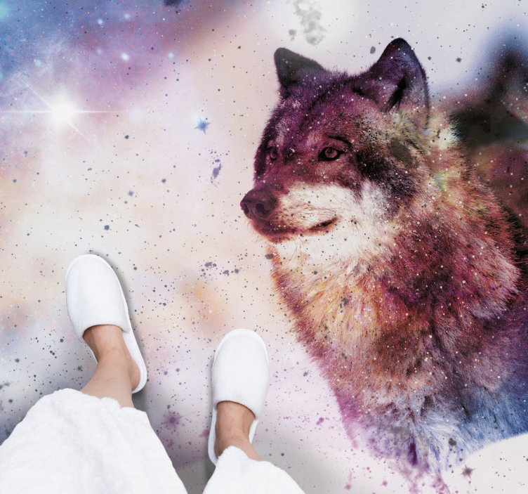 Cosmic wolf image animal mat - TenStickers