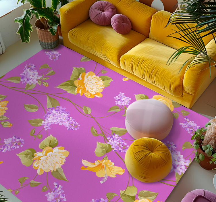 Floral Blossom Pattern flower rug - TenStickers