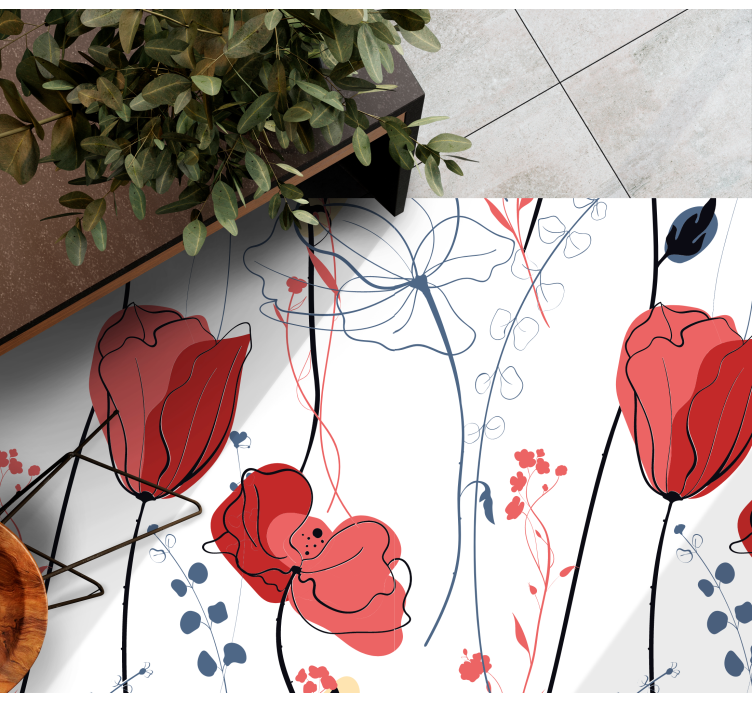 Crimson Blossom Grace floral rug - TenStickers