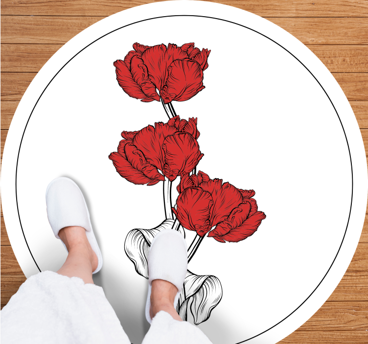 Red Floral Arrangement bathroom mat - TenStickers