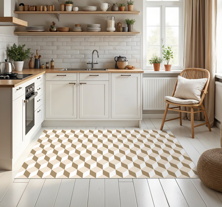 Cubic honeycomb pattern kitchen mat - TenStickers
