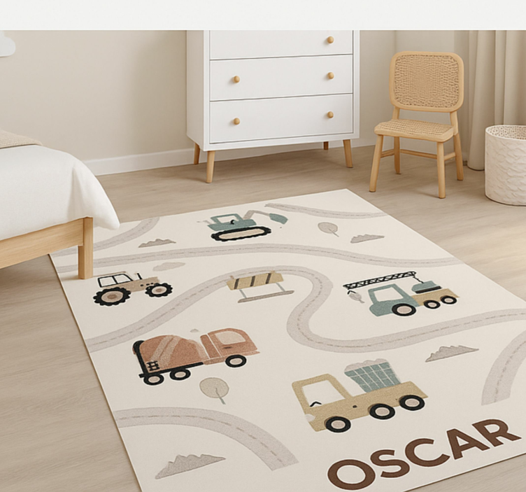 Custom beige construction kids rug - TenStickers