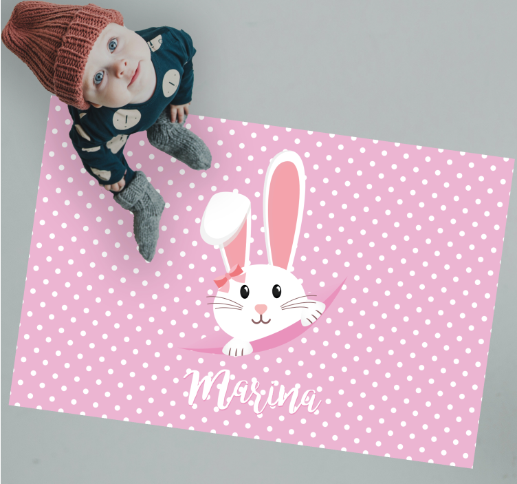 Custom floor mat bunny dots and circles - TenStickers