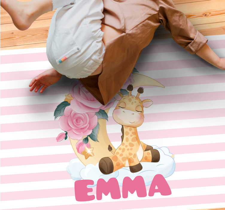 Custom happy giraffe nursery rug - TenStickers