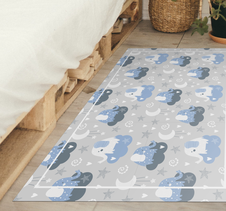 Blue nordic elephants kids carpet - TenStickers