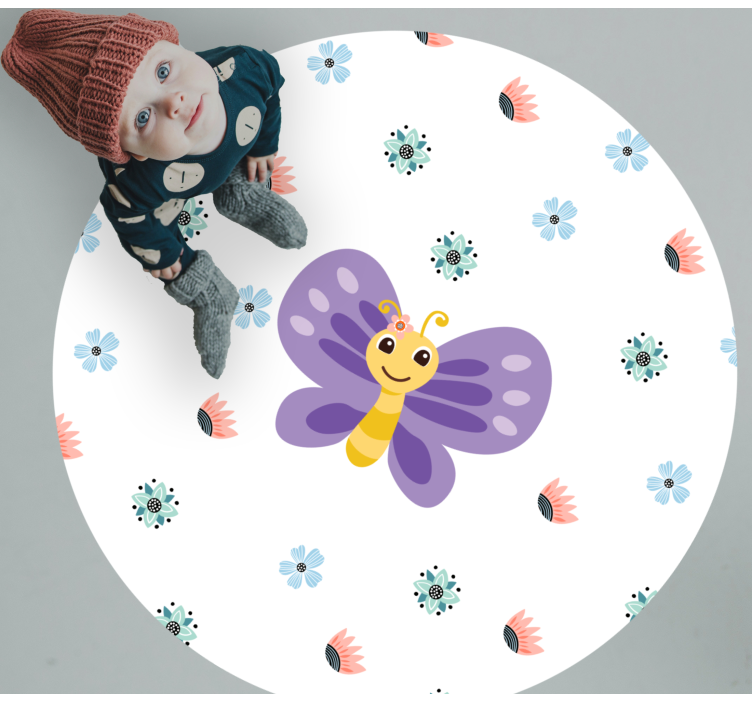 Purple butterfly design kids carpet - TenStickers