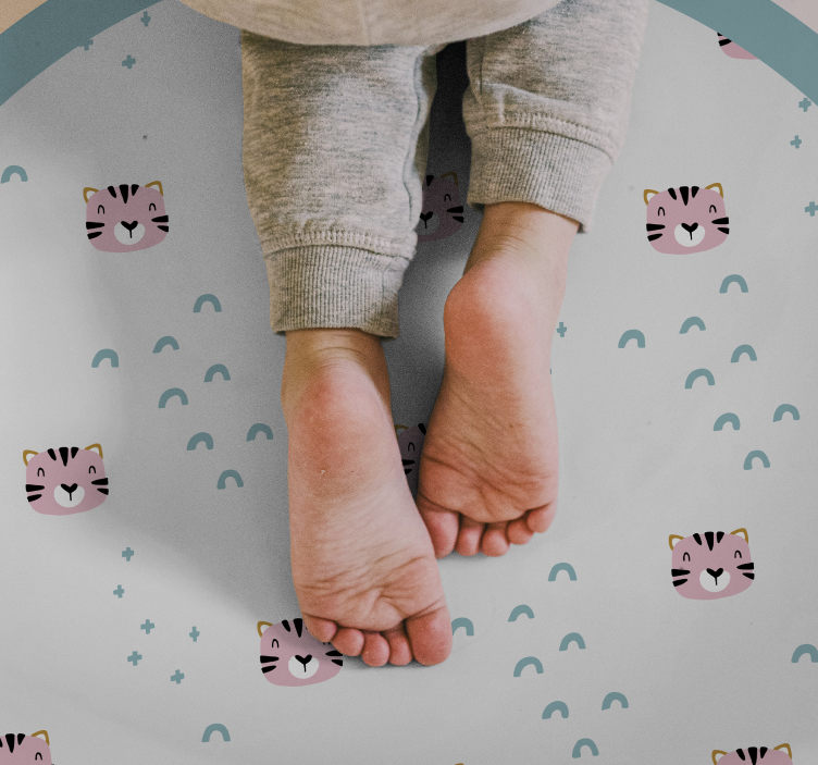 Blue rainbows and pink cats kids rug - TenStickers