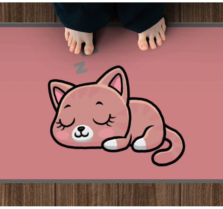 Cute cat sleeping cartoon  animal rug - TenStickers