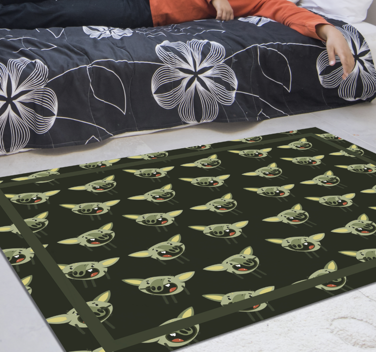 Green monster faces kids carpet - TenStickers