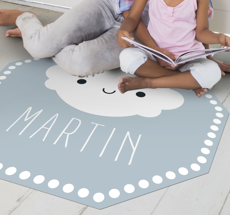 Grey cloud with name nursery rug - TenStickers
