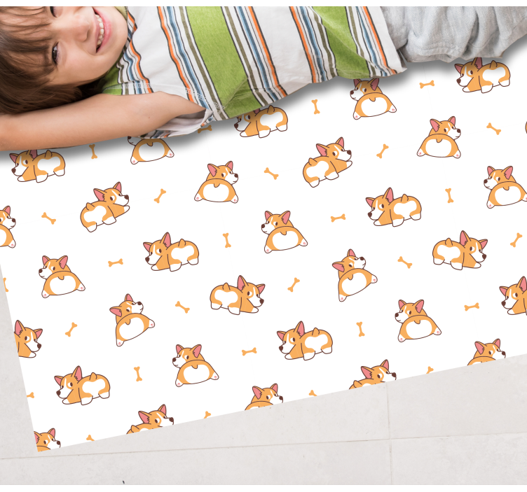 Cute Corgi characters  kids carpet - TenStickers