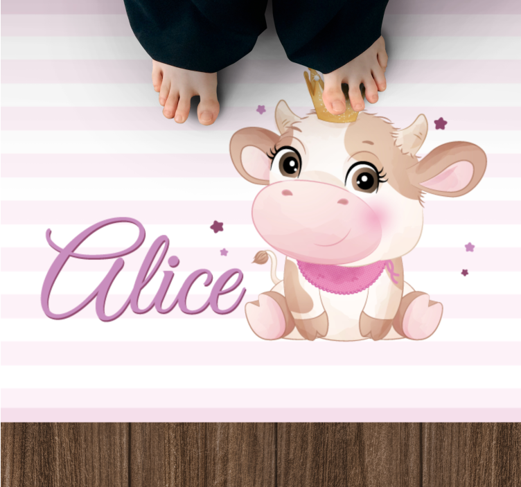 Cute cow for girl with name baby play mat - TenStickers