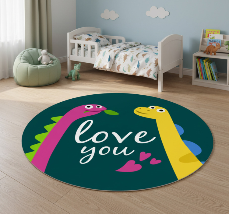 Cute dinosaur love animal mat - TenStickers