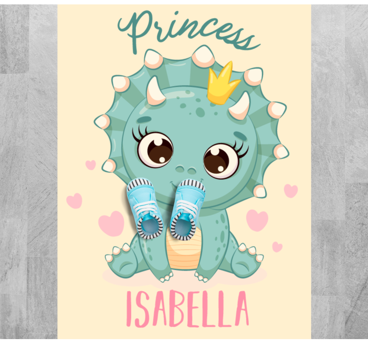 Dinosaur princess with name kids rug - TenStickers