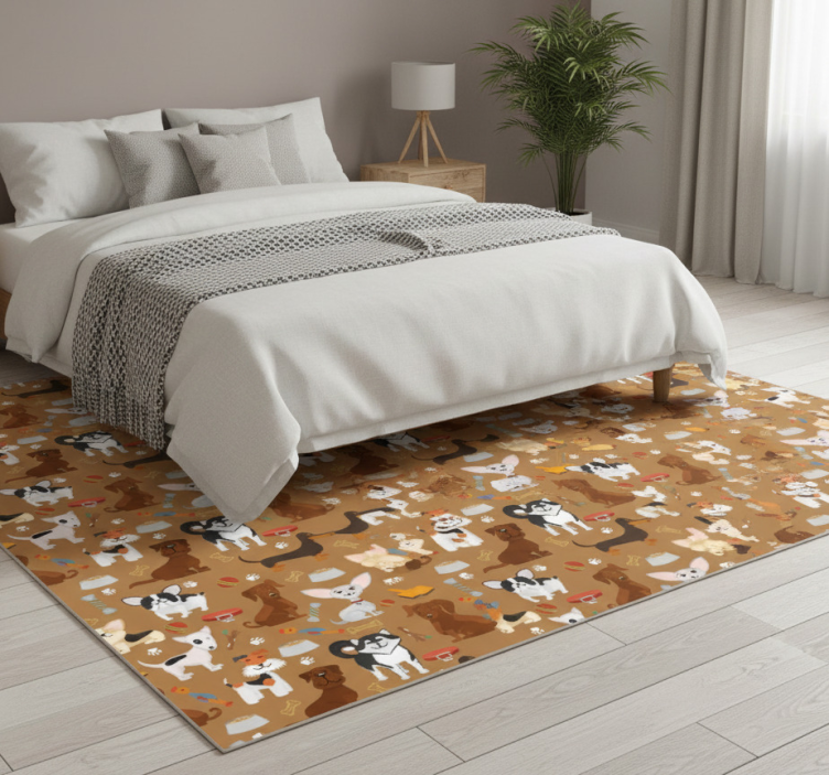 Cute dogs pattern bedroom carpet - TenStickers