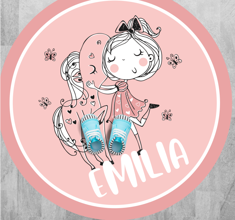 Girl and horse with name teenage bedroom rug - TenStickers