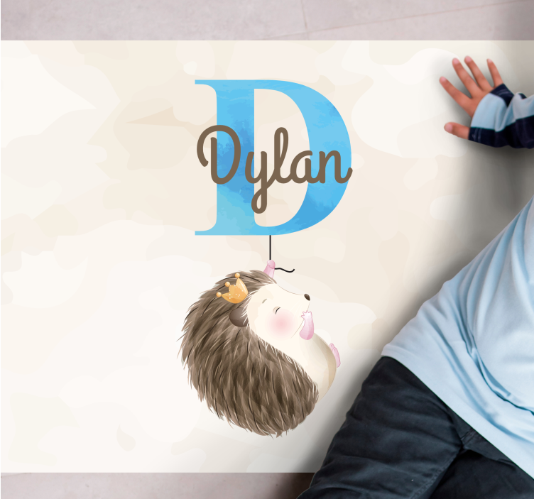 Cute Hedgehog Initial custom floor mat - TenStickers