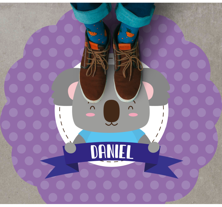 Cute koala with name nursery rug - TenStickers