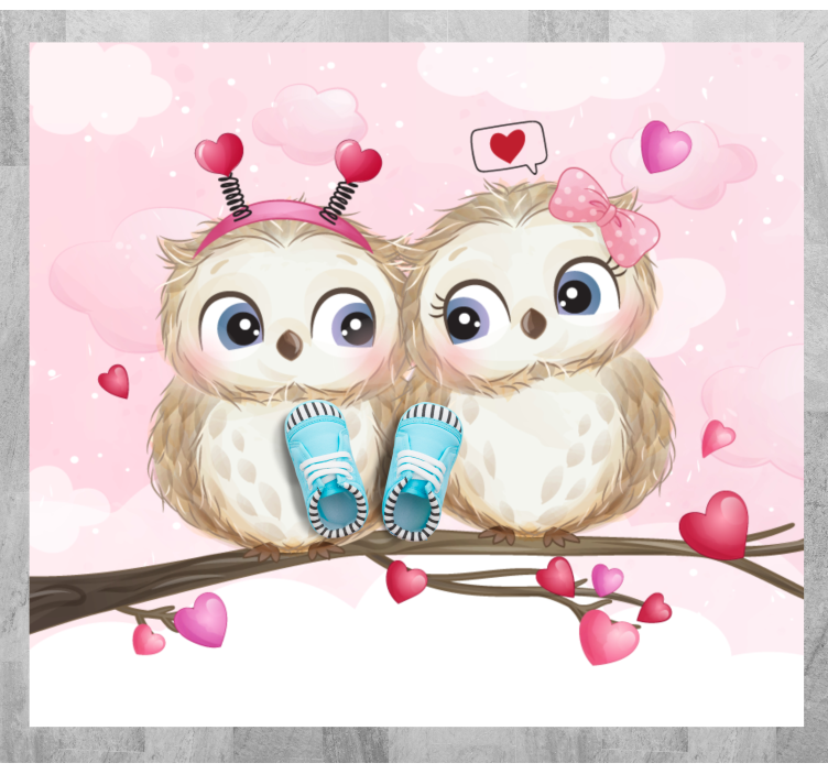 Cute owl couple bedroom carpet - TenStickers