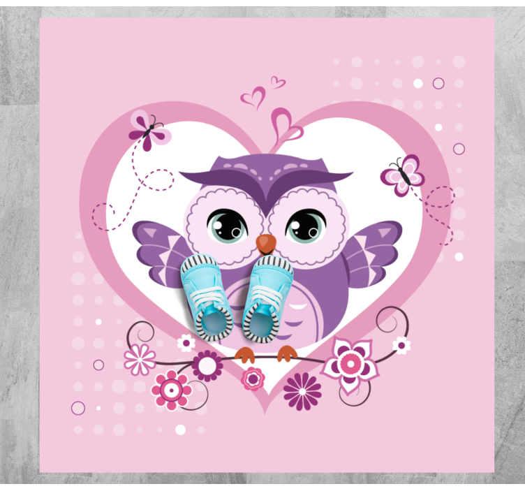 CUTE OWL HEART kids carpet - TenStickers