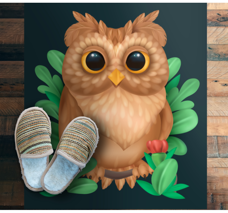 Cute Owl Illustration animal mat - TenStickers