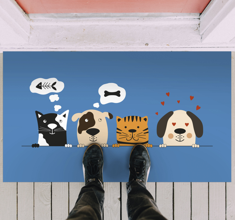 Cute pet expressions entrance hall rug - TenStickers