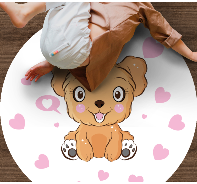Cute puppy illustration circular rug - TenStickers