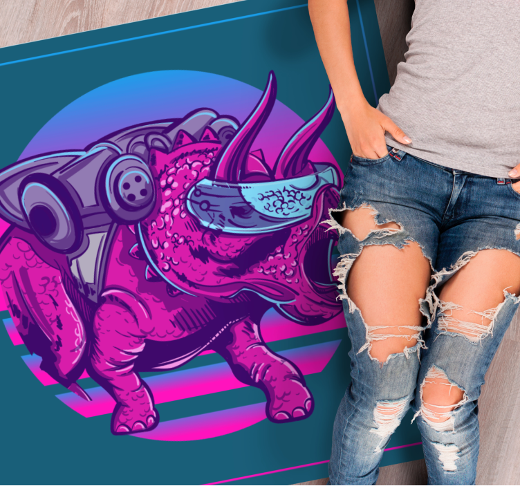 Cybernetic Rhino Illustration animal mat - TenStickers