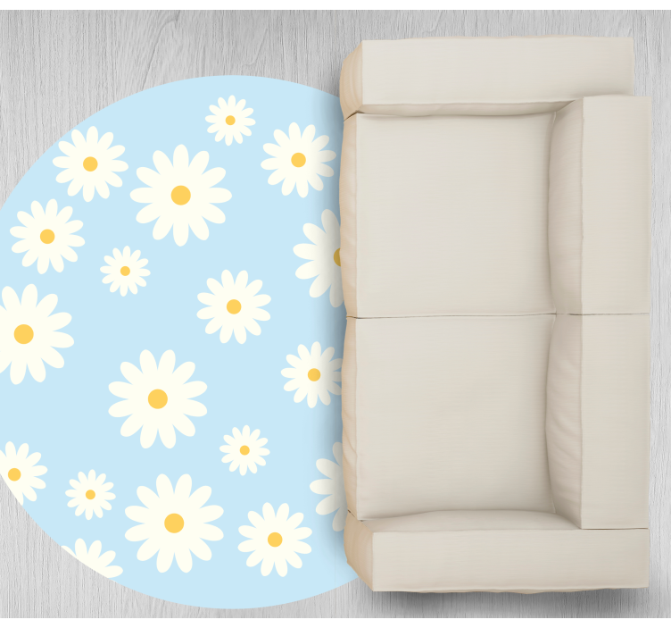 Daisy floral emblem living room rug - TenStickers