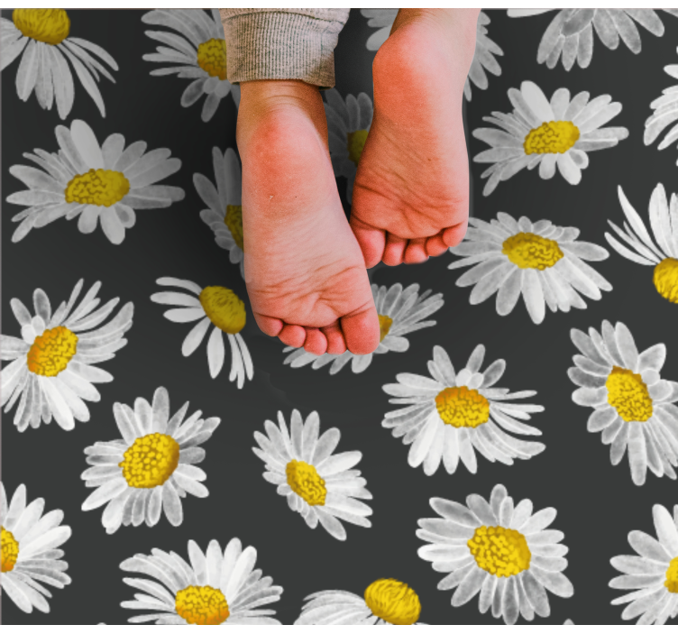 Daisy grey motif floral rug - TenStickers