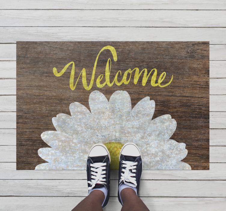 Daisy welcome message entrance hall rug - TenStickers