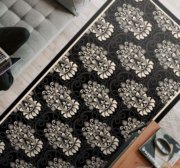 damask decorative tile modern rug - TenStickers