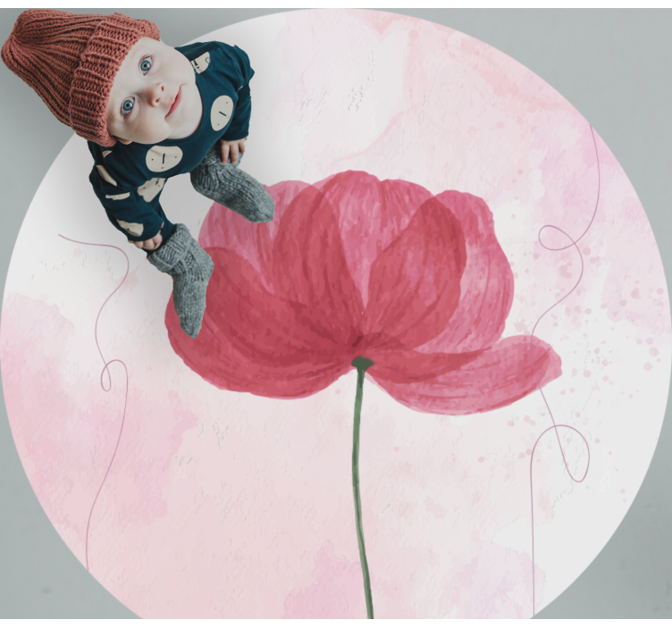 Aquarella poppy design floral rug - TenStickers