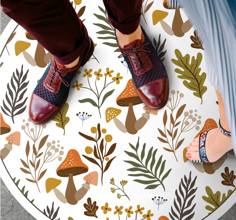 Delightful mushroom motif floral rug - TenStickers