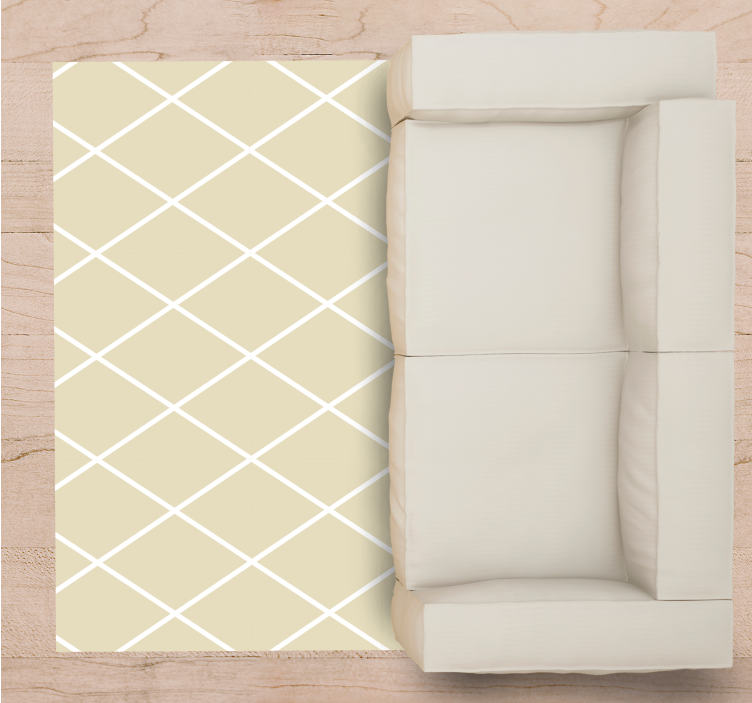 Diagonal cream lines living room rug - TenStickers
