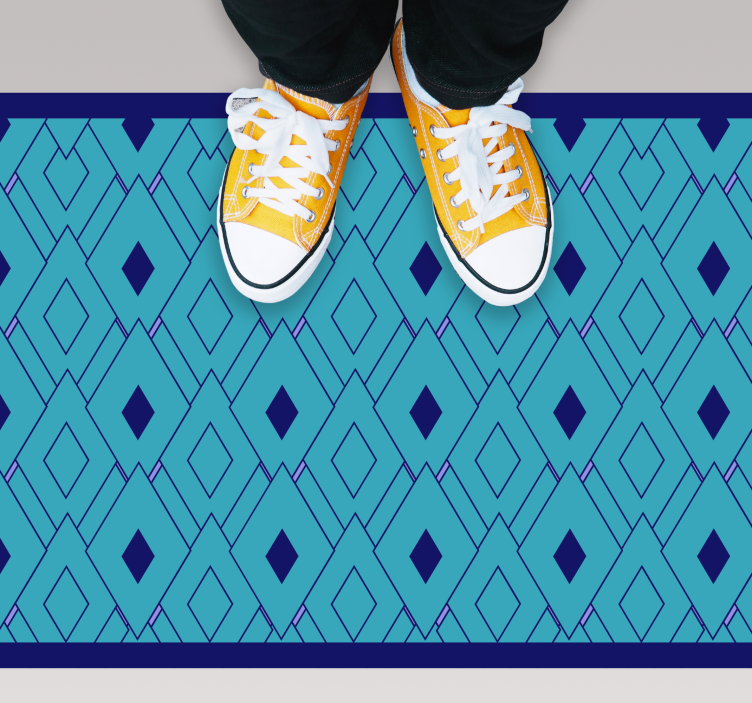 Blue diamond elements geometric rug - TenStickers