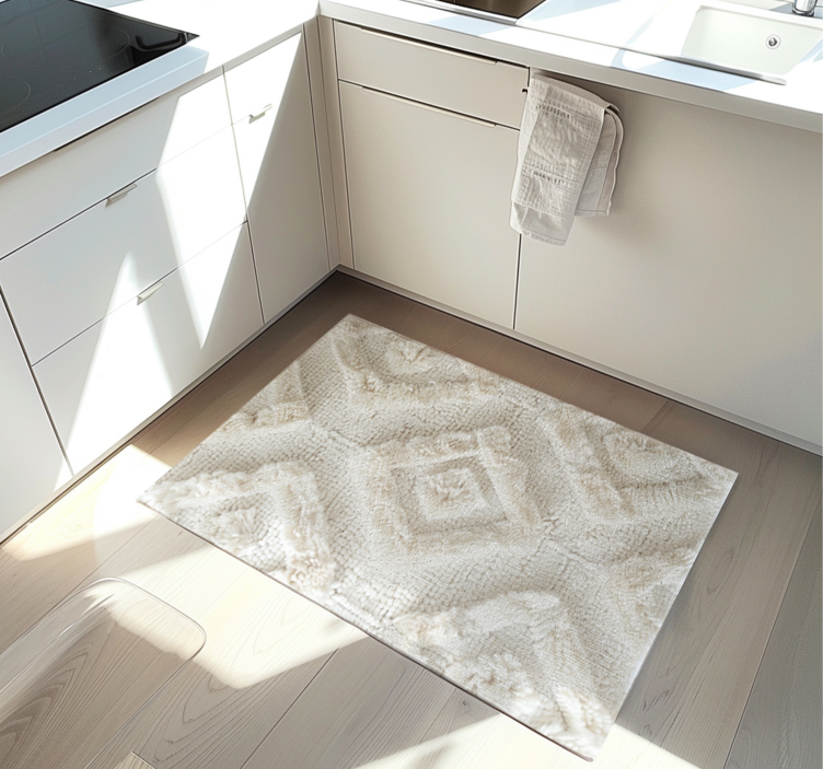 diamond pattern white rug - TenStickers