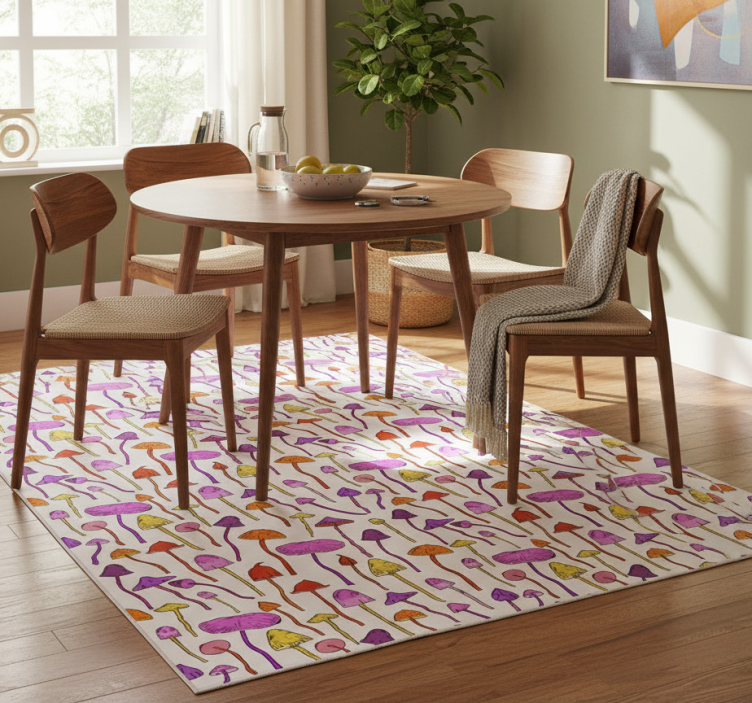 Dining room rug with psychedelic mushroom design - TenStickers