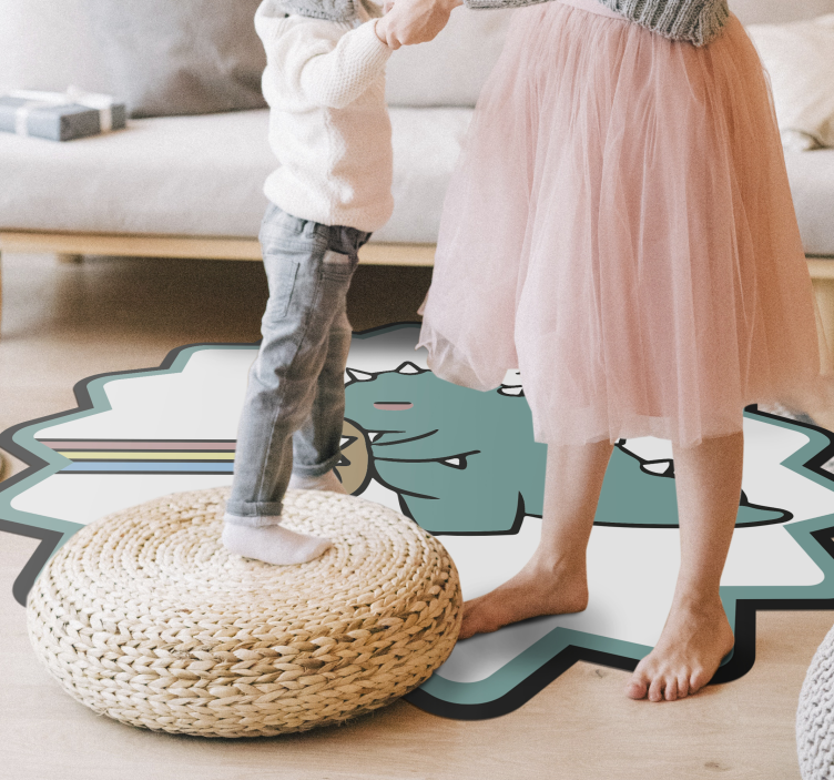 Dinosaur cartoon sleeping kids vinyl rug - TenStickers