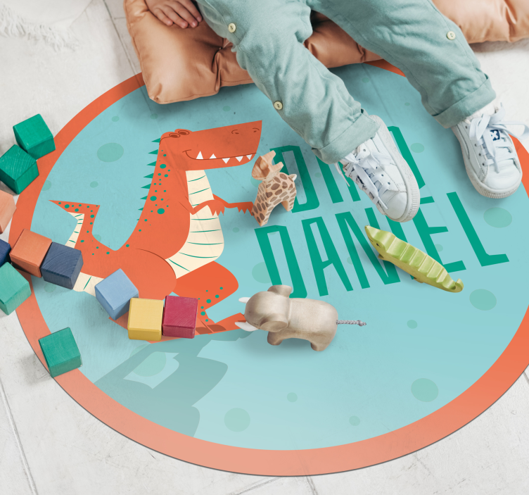 Dinosaur Customizable Circle kids rug - TenStickers