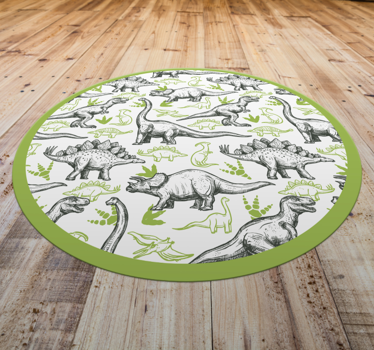 Dinosaur Themed Circle kids rug - TenStickers